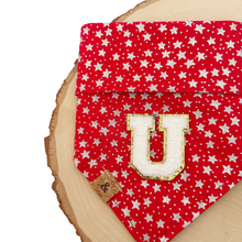 Load image into Gallery viewer, twinkling red letterman dog bandana