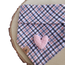 Load image into Gallery viewer, charmed blush with pink sherpa heart dog bandana
