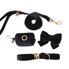 Load image into Gallery viewer, tuxedo black velvet walk set bundle (everything but harness) - $74 value!