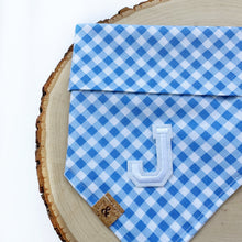 Load image into Gallery viewer, blueberry gingham letterman dog bandana
