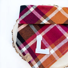 Load image into Gallery viewer, cinnamon spice flannel letterman dog bandana