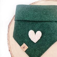 Load image into Gallery viewer, pine green sherpa heart dog bandana