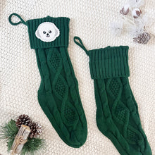 Load image into Gallery viewer, pine green knit stocking