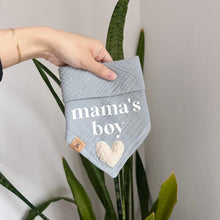 Load image into Gallery viewer, mama's boy blue gauze dog bandana