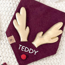 Load image into Gallery viewer, scarlet red personalized reindeer dog bandana