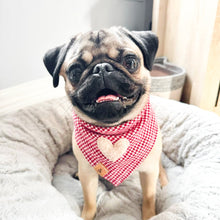 Load image into Gallery viewer, red houndstooth sherpa heart bandana