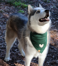 Load image into Gallery viewer, pine green sherpa heart dog bandana