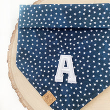 Load image into Gallery viewer, patriotic blue stars letterman dog bandana