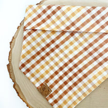 Load image into Gallery viewer, LAST CHANCE! caramel gingham dog bandana