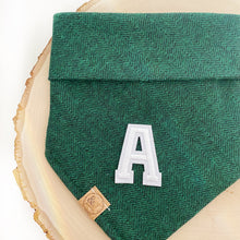 Load image into Gallery viewer, pine green letterman dog bandana