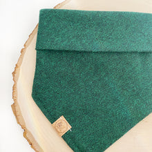 Load image into Gallery viewer, pine green flannel dog bandana