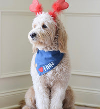 Load image into Gallery viewer, denim hearts personalized dog bandana