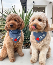 Load image into Gallery viewer, denim hearts personalized dog bandana