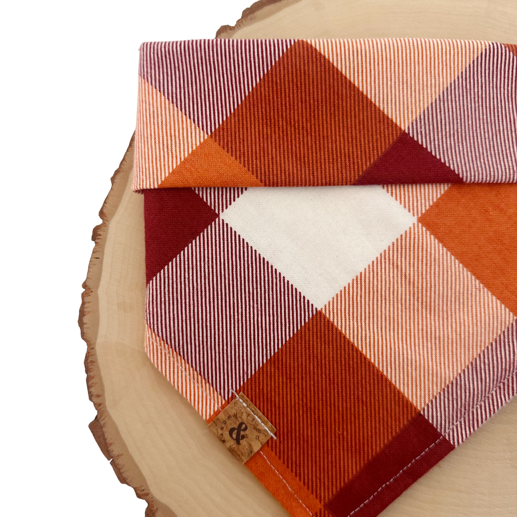 LAST CHANCE! apple cider flannel dog bandana (S/M, M, or M/L only)
