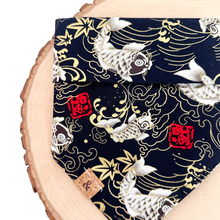 Load image into Gallery viewer, LNY black koi fish dog bandana
