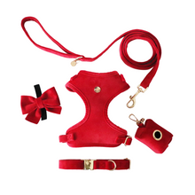 Load image into Gallery viewer, winterberry red velvet walk set bundle with harness - $106 value!
