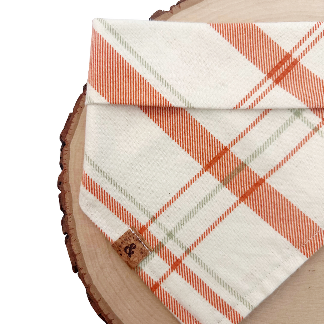 LAST CHANCE! pumpkin cream flannel dog bandana (XS, S/M, M, M/L)