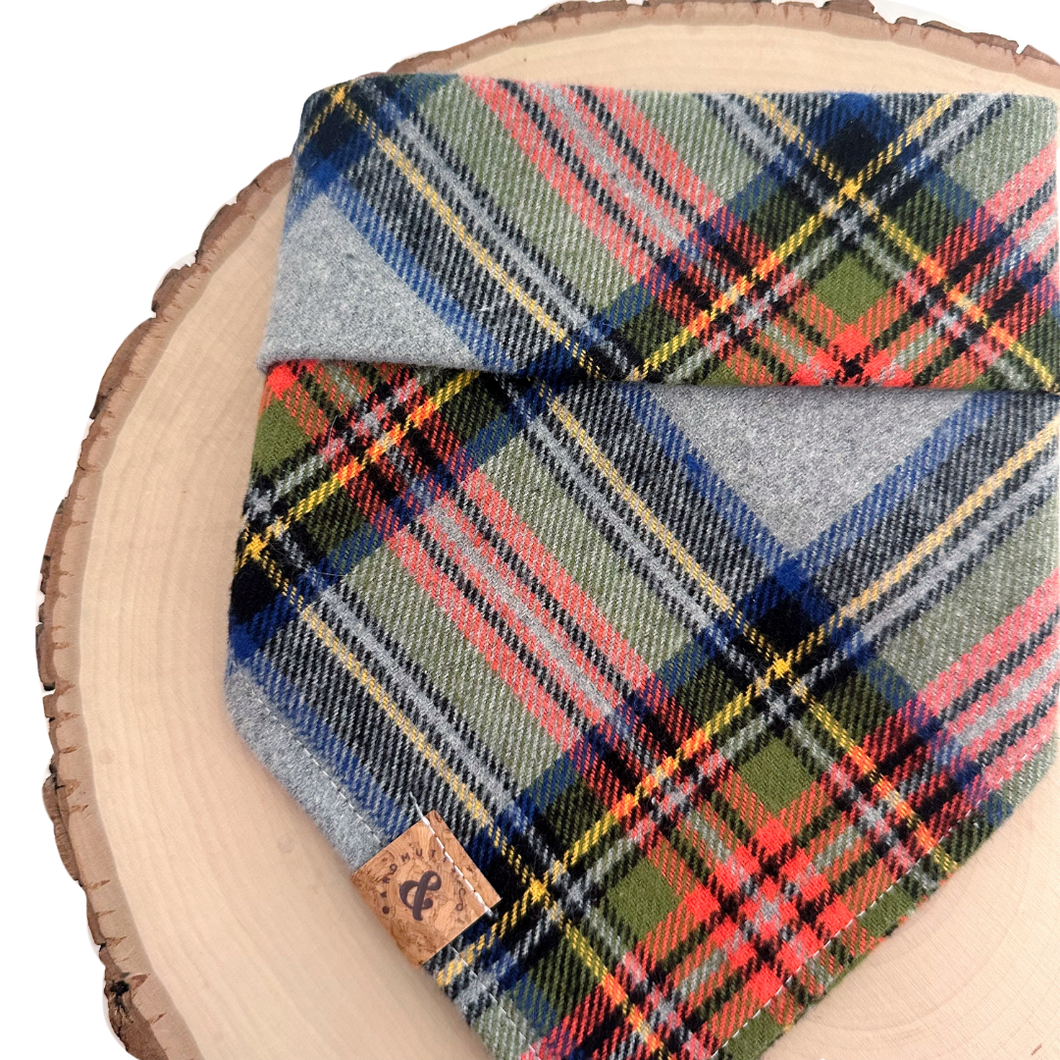 winter spruce flannel dog bandana