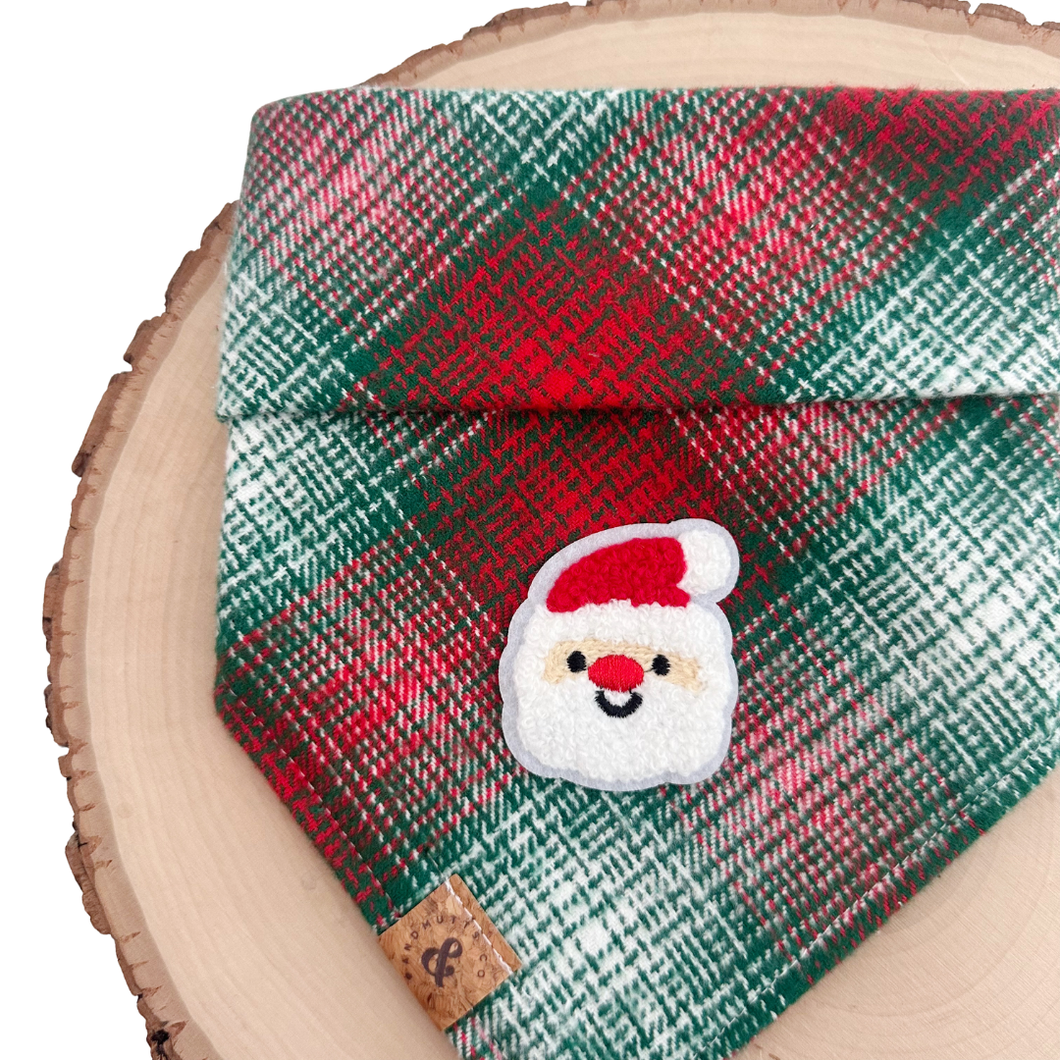 frostwood flannel with santa dog bandana
