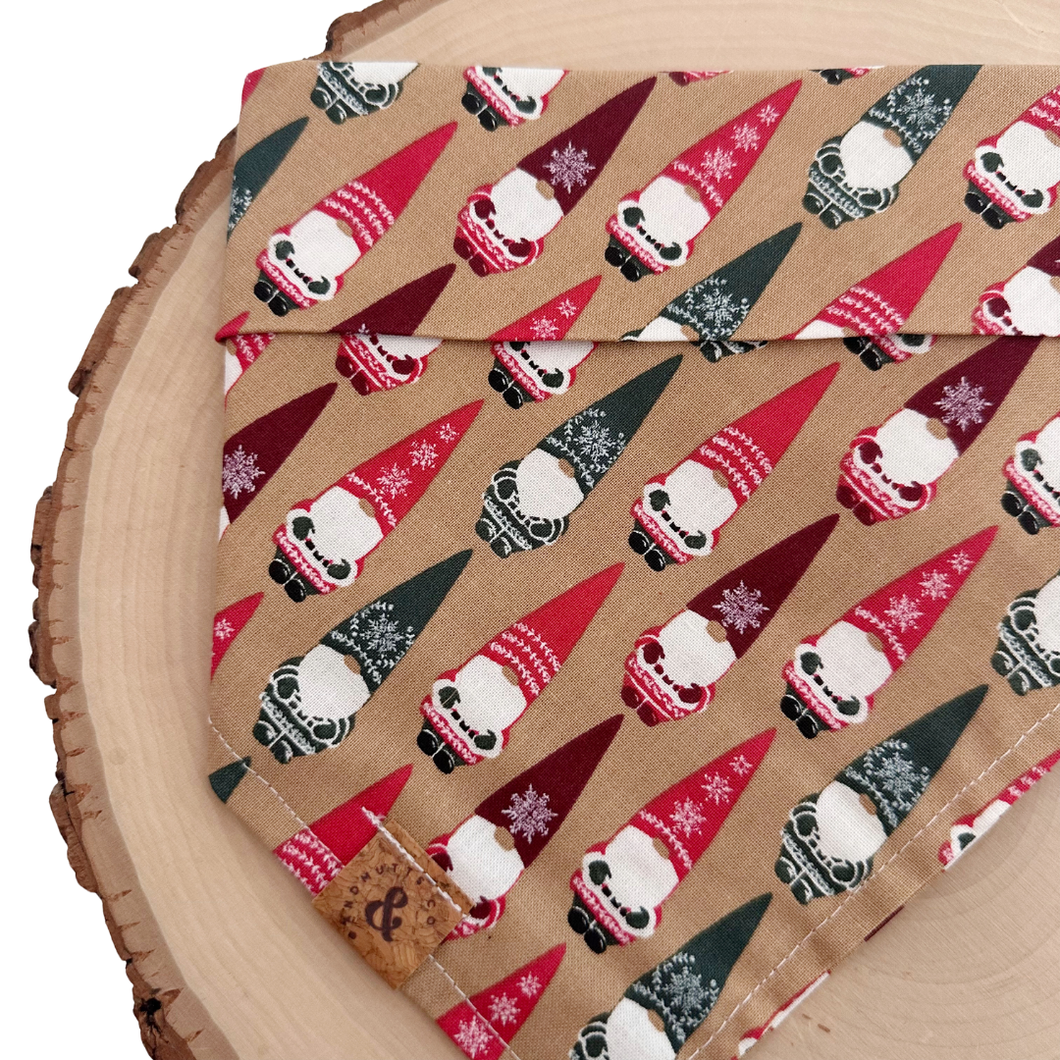 gnome sweet gnome flannel dog bandana