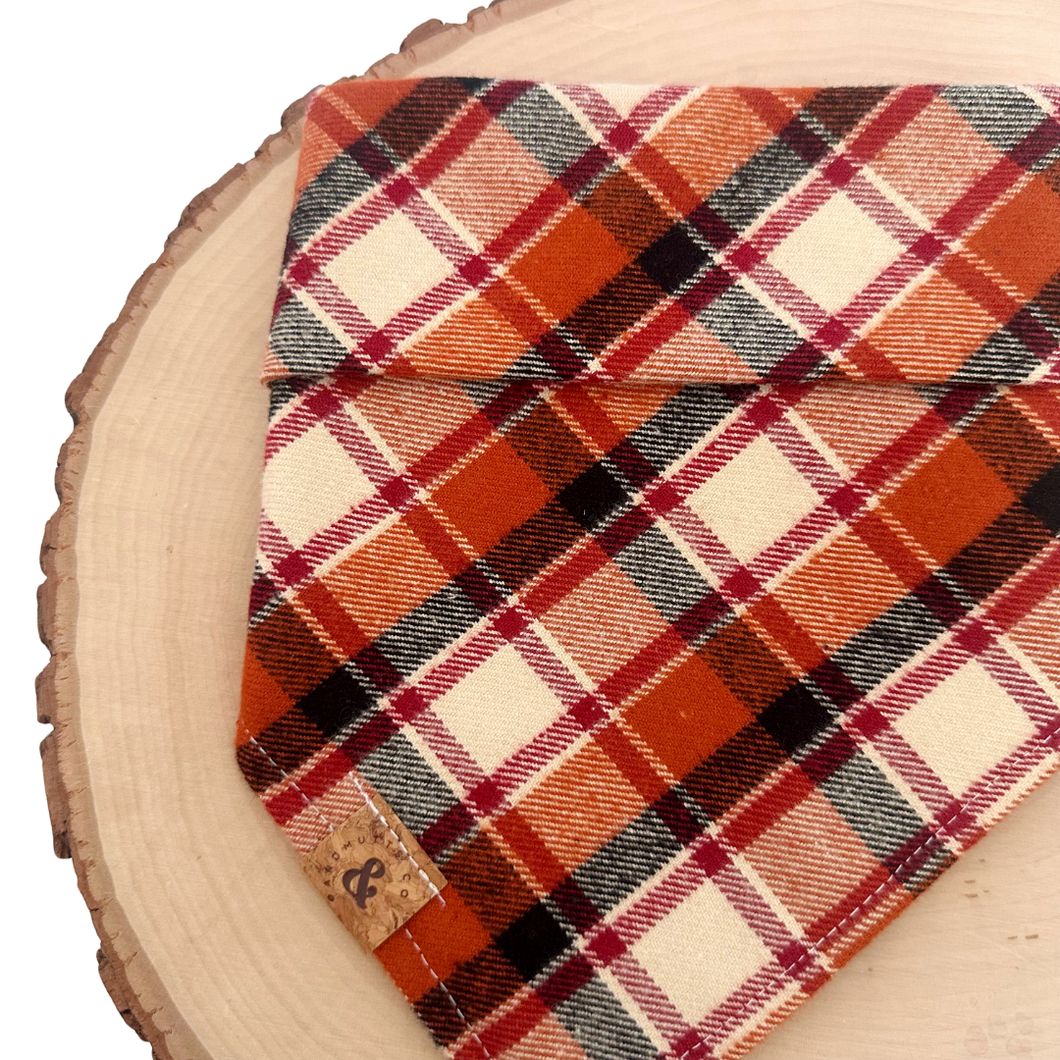 spiced auburn flannel dog bandana (XS, S, or M/L only)