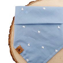 Load image into Gallery viewer, blue romance embroidered hearts dog bandana
