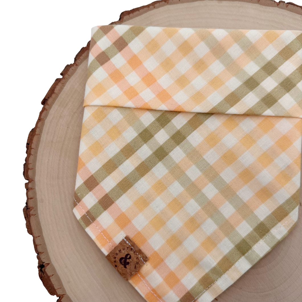 chestnut gingham dog bandana