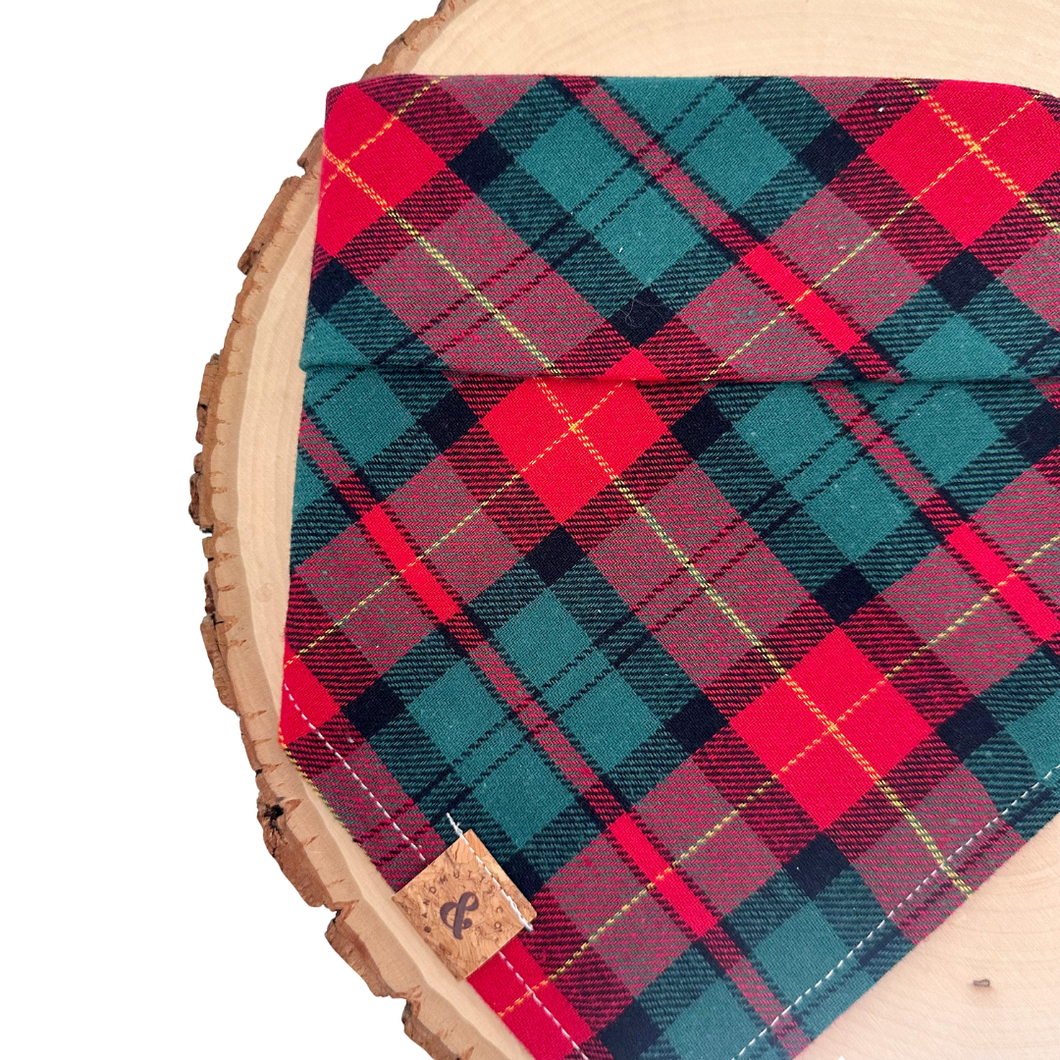 deck the halls plaid dog bandana