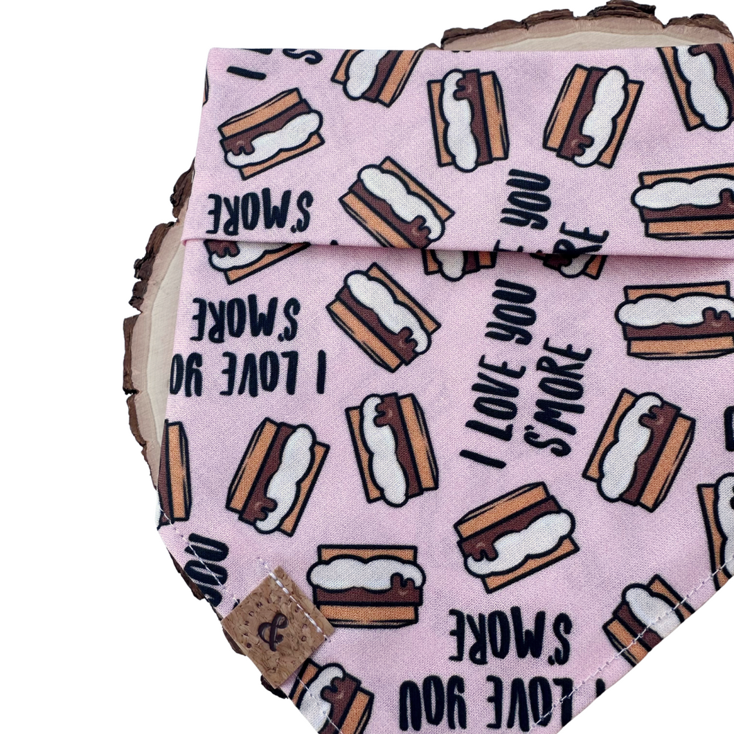 pink i love you s'mores dog bandana