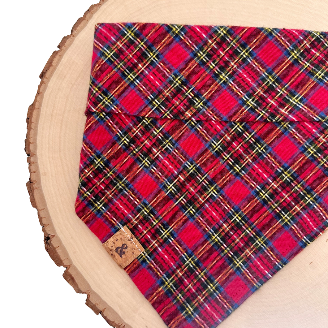 mistletoe plaid dog bandana