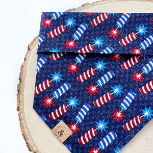 red, white, and boom dog bandana