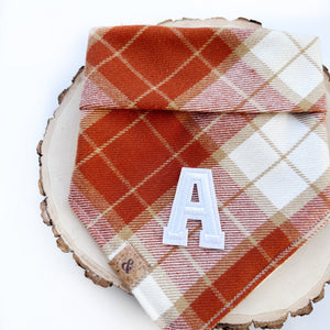 chai latte flannel letterman dog bandana