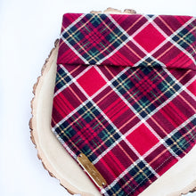 Load image into Gallery viewer, cardinal plaid dog bandana
