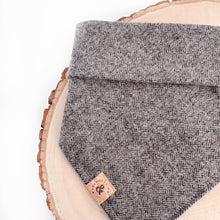 Load image into Gallery viewer, grey herringbone flannel dog bandana
