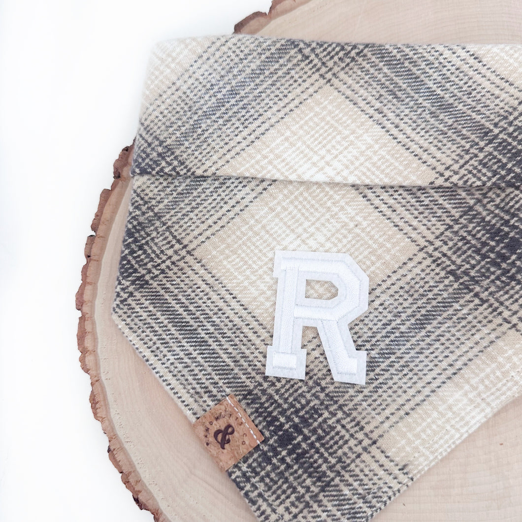 hearthside flannel letterman dog bandana