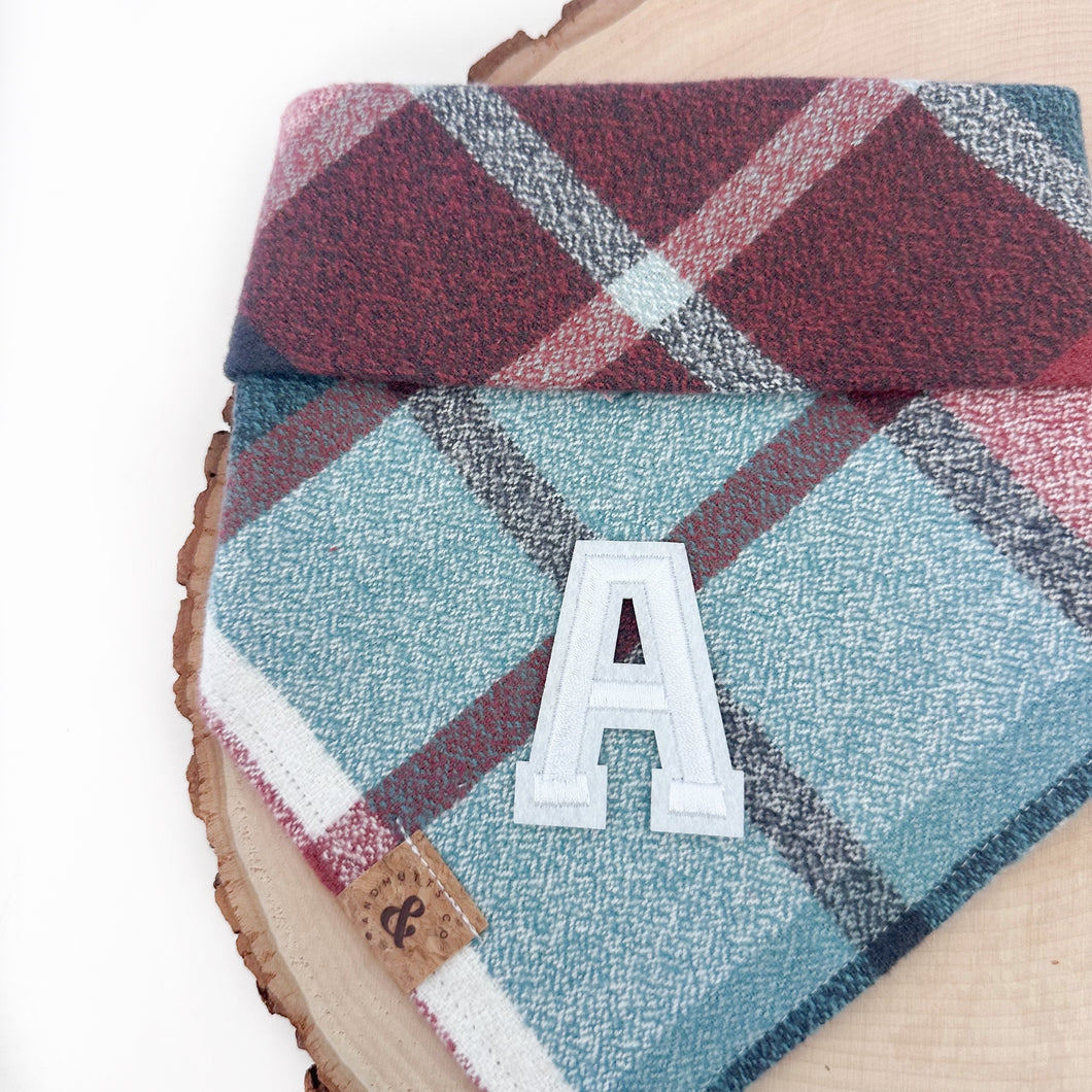 sugar plum flannel letterman dog bandana