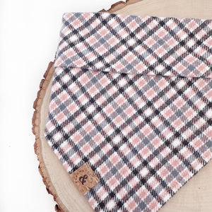 charmed blush flannel dog bandana