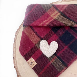 scarlet ember sherpa heart dog bandana
