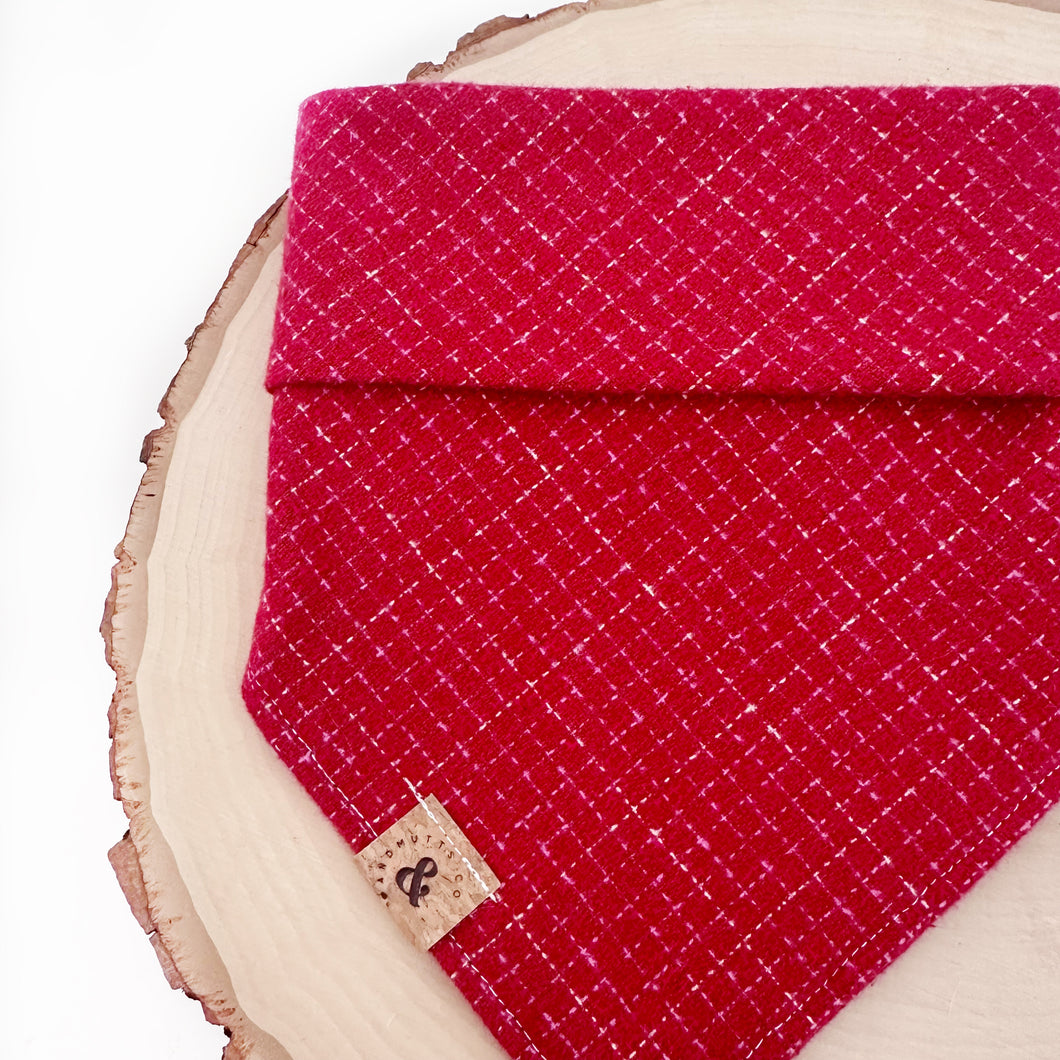 snowberry red tweed dog bandana