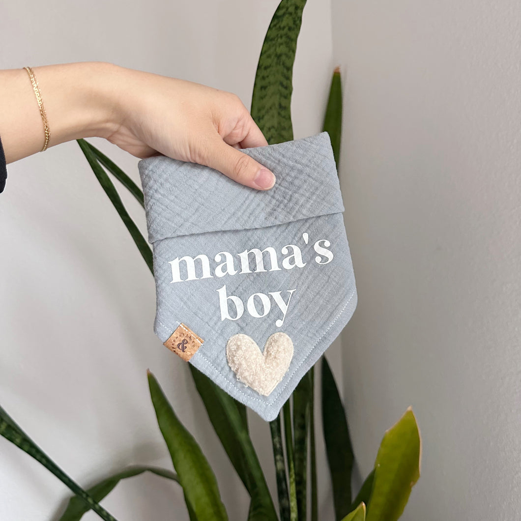 mama's boy blue gauze dog bandana