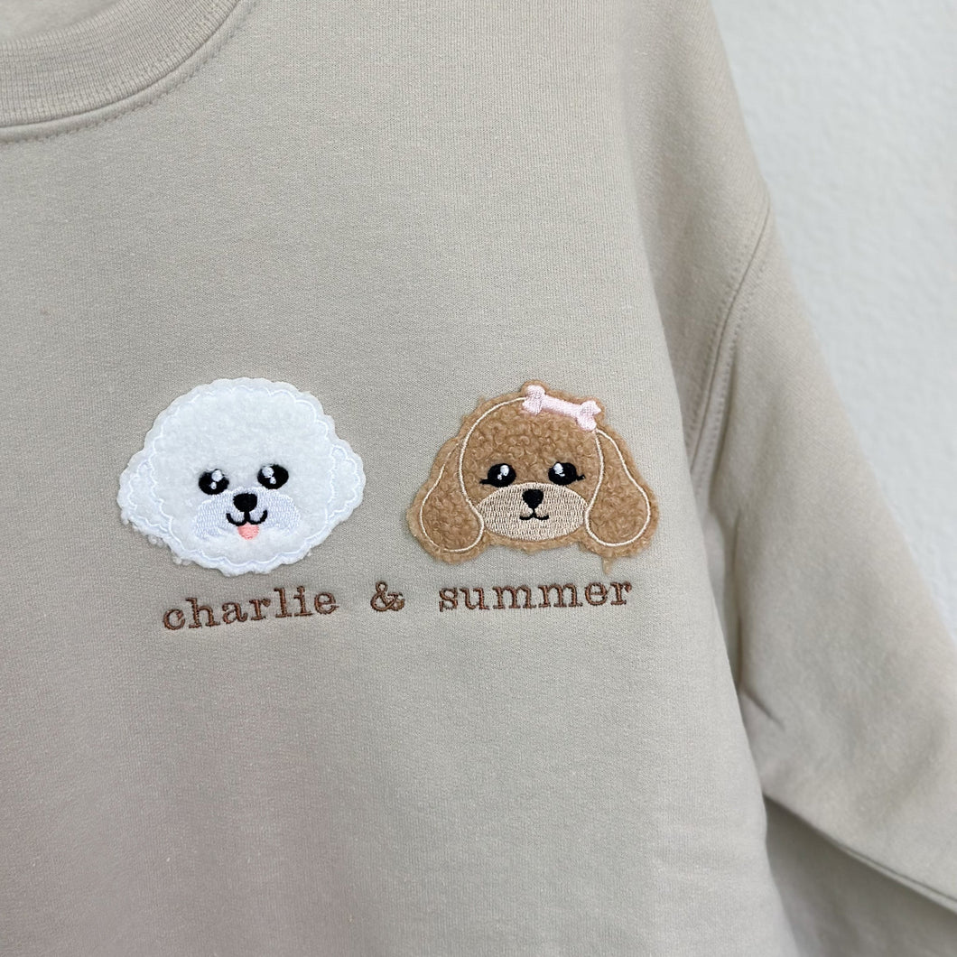 personalized double oodle crewneck in sand (LARGE OR XL)