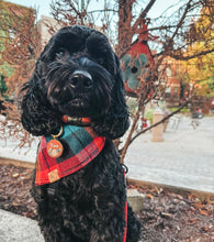 Load image into Gallery viewer, midnight amber flannel dog bandana
