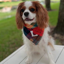 Load image into Gallery viewer, midnight amber flannel dog bandana
