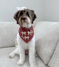 Load image into Gallery viewer, puppy love with bows dog bandana
