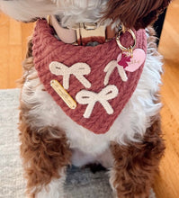 Load image into Gallery viewer, puppy love with bows dog bandana

