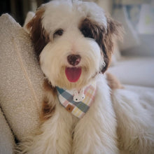 Load image into Gallery viewer, blueberry yogurt with bunny plaid dog bandana
