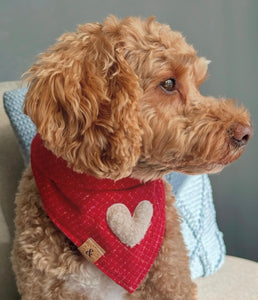 snowberry red tweed dog bandana