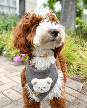 Load image into Gallery viewer, grey herringbone flannel dog bandana
