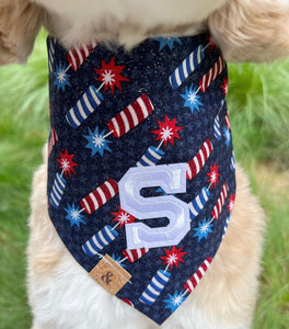 red, white, and boom dog bandana
