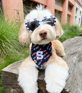 red, white, and boom dog bandana